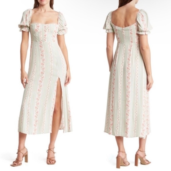 WeWoreWhat Dresses & Skirts - NWT WeWoreWhat Rosewood Victorian Floral Striped Puff Sleeve Midi Dress size 10